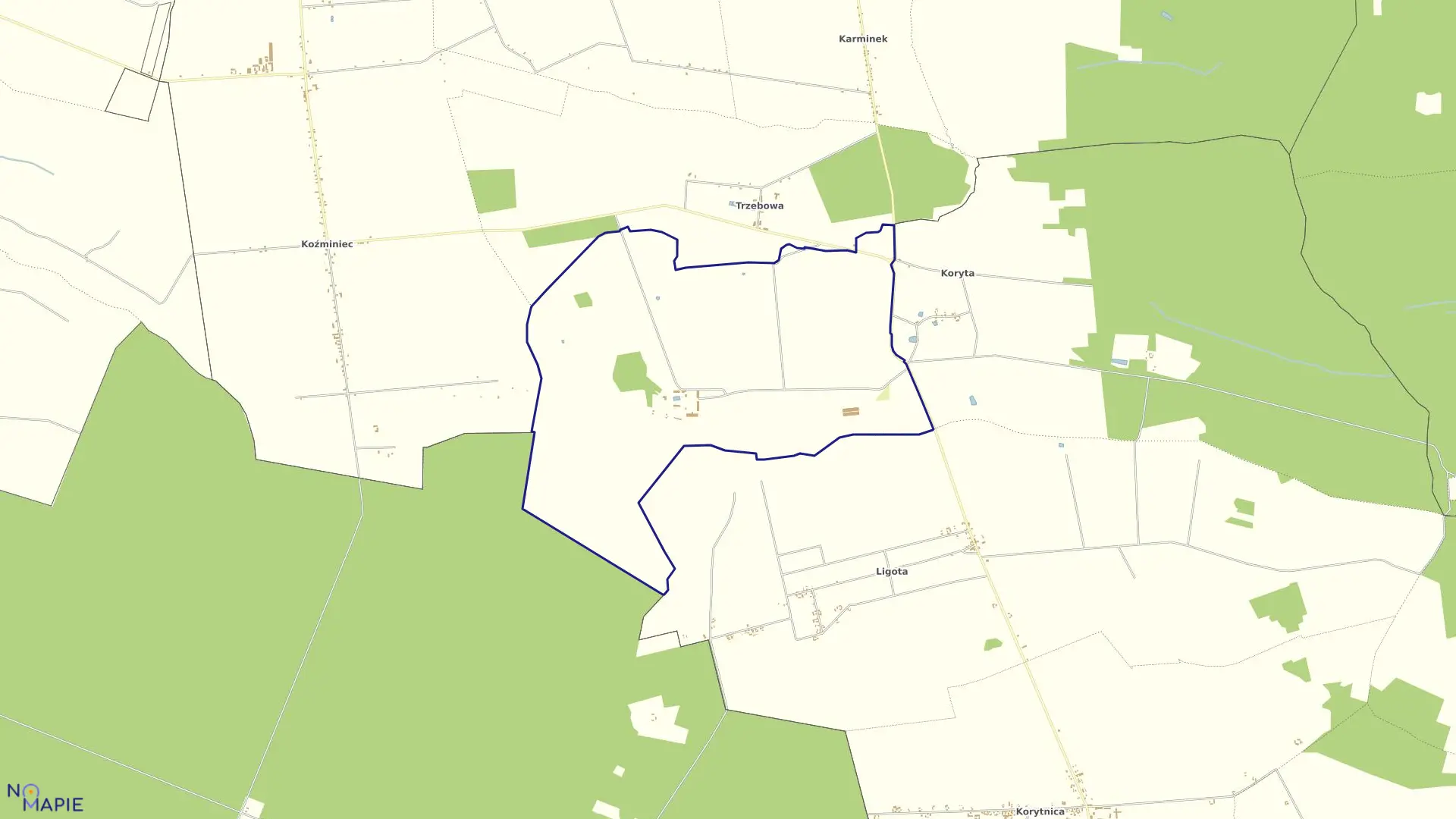 Mapa obrębu Bugaj w gminie Raszków