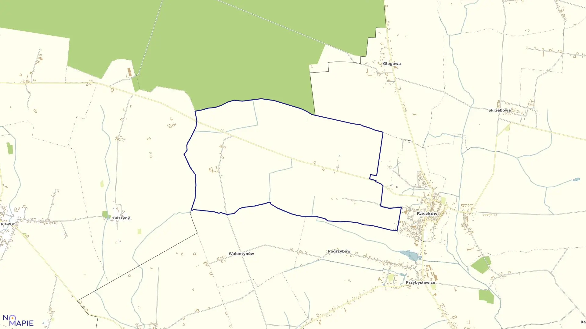 Mapa obrębu Drogosław w gminie Raszków