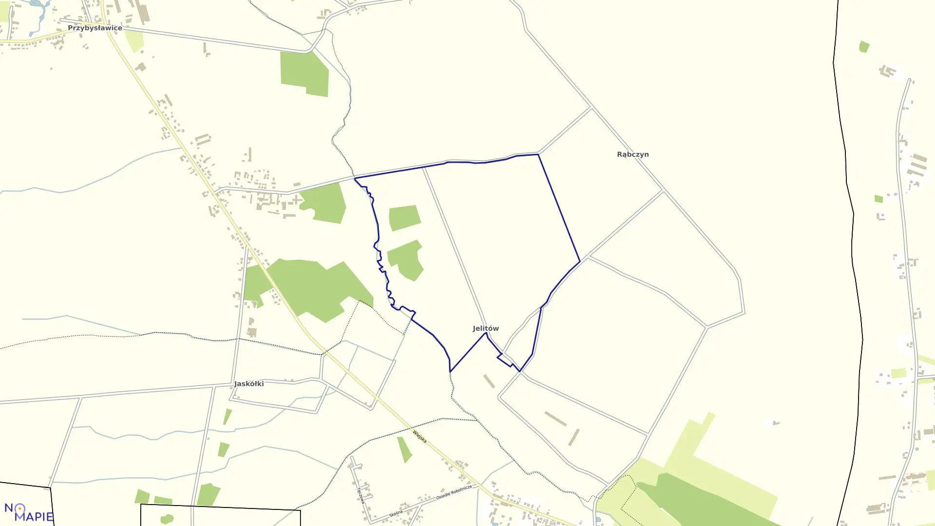 Mapa obrębu Jelitów w gminie Raszków