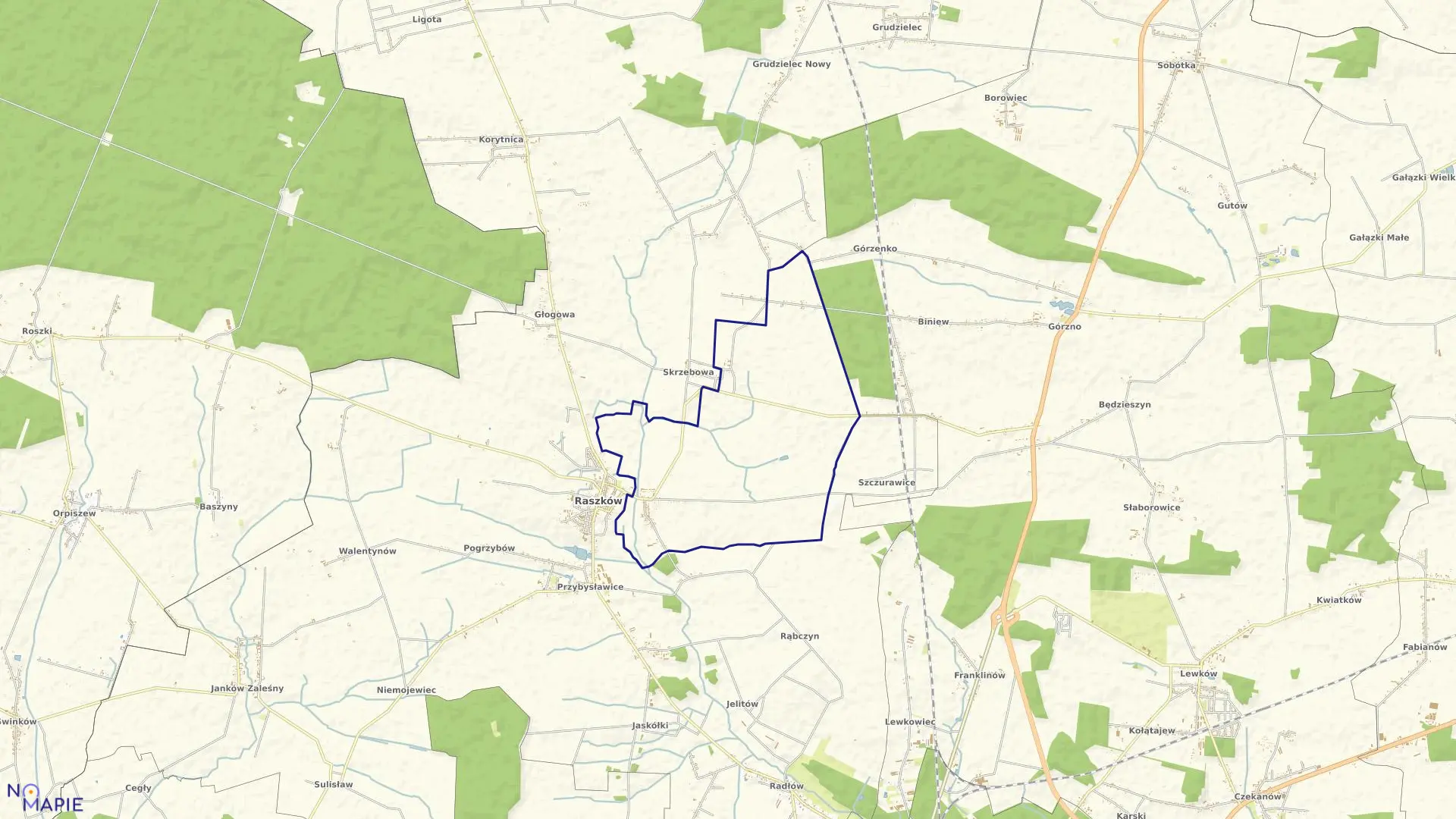 Mapa obrębu Moszczanka w gminie Raszków